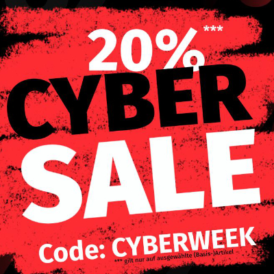 Der Cybersale beginnt: Sparen Sie weiterhin 20% auf ausgewählte Artikel!