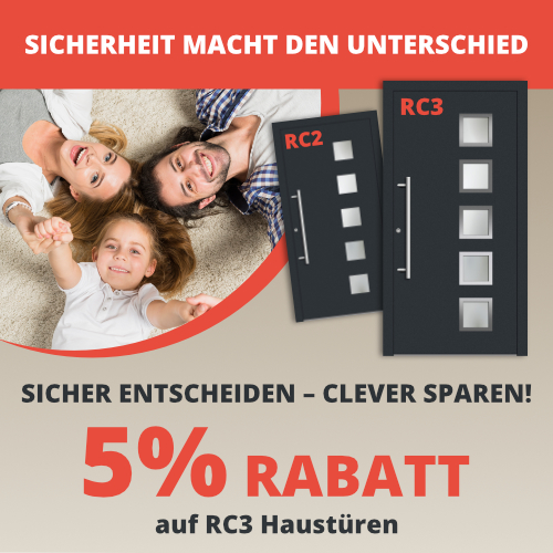 Mehr Sicherheit für Ihr Zuhause – jetzt 5 % Rabatt auf RC3-Haustüren